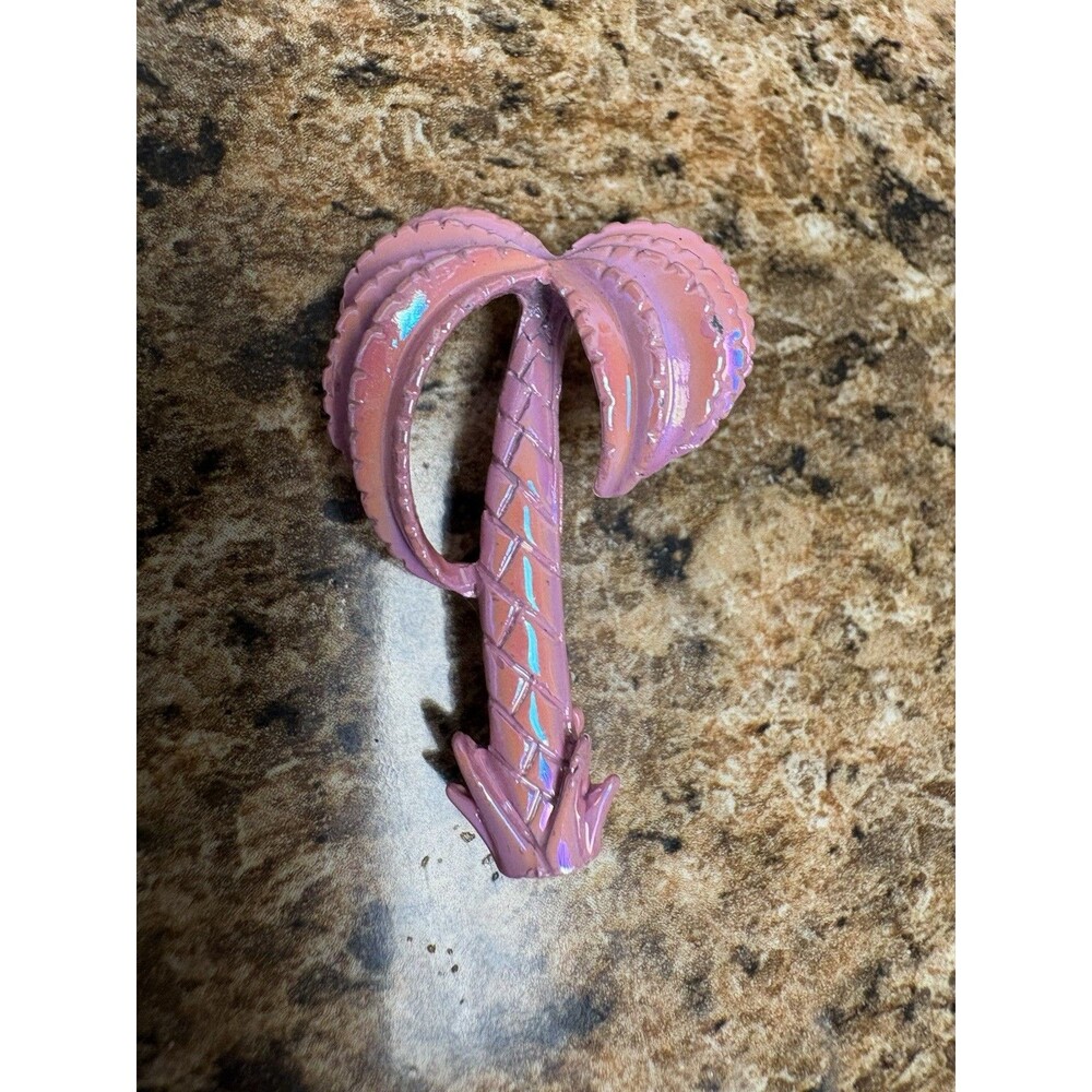 Vintage Pink Palm Tree Brooch Iridescent Resin Tropical Pin